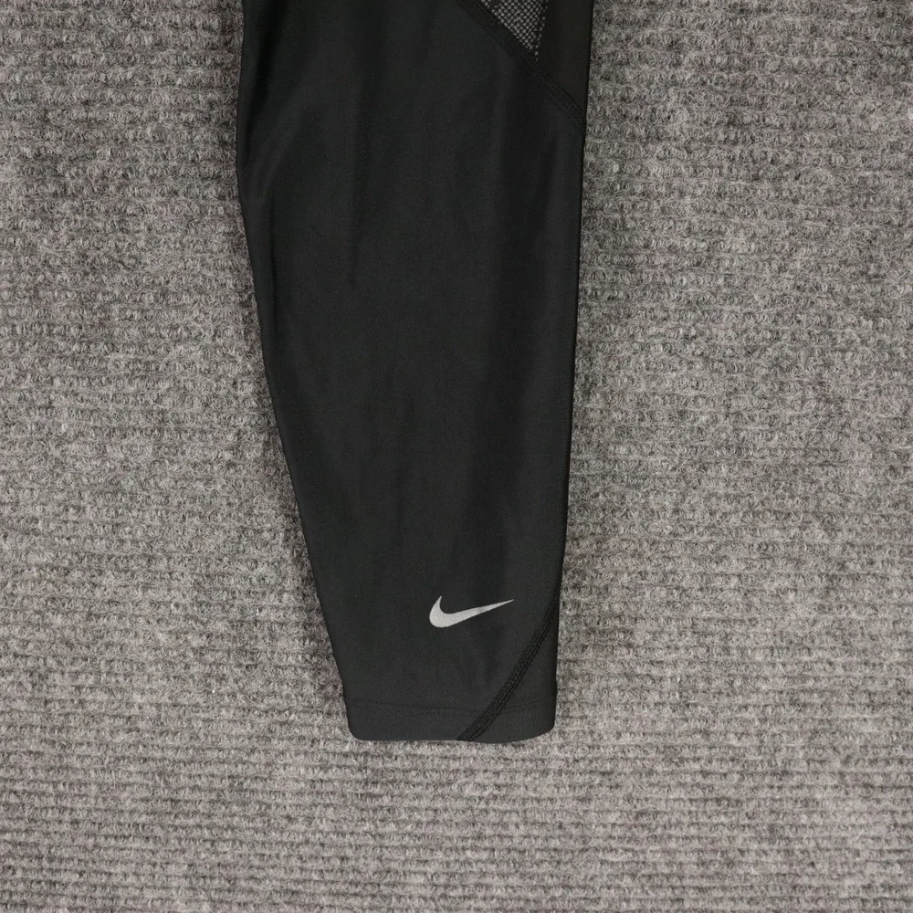 Nike Running Leggings Womens S Black Graphic Print High Rise Athletic Workout‎